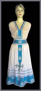 Ethiopian Dress w/ Blue ጥበብ & Cross Embroidery, #2  