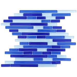  Linear Brick Blue Mix Glass Mosaic Tile: Home Improvement