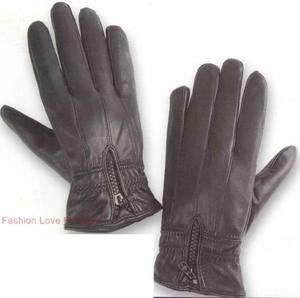   Real Leather Winter Gloves Black,Thermal Insulation w/Zipper  