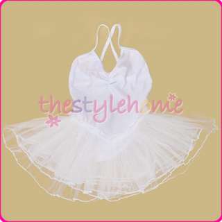 Girls Dancing Ballet Tutu Dress Skirt SZ 6 7T   White  