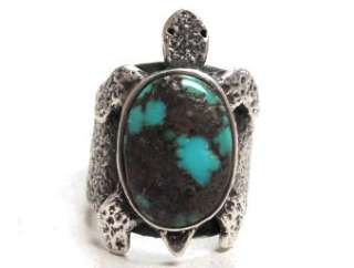 Philander Begay–Beautiful Turquoise Turtle Ring Unique  