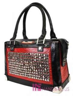   Authentic Nicole Lee GWEN P2027 Rock Studs Bling Tote Bag Purse Red