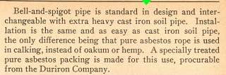 Duriron Pipe PURE Asbestos Caulking Rope Gasket Adverts  