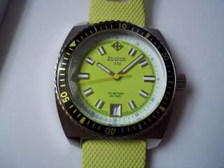 Zodiac Sea Dragon watch. Yellow green / neon. Swiss NEW  
