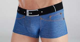 New XUBA Mens Low Rise Sexy Underwear Trunk Boxer Brief Denim Blue 