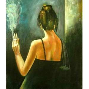  Tali Roth Smoking Oil Painting on Canvas Hand Made Replica 