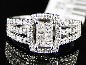   WOMENS WHITE GOLD PRINCESS CUT DIAMOND ENGAGEMENT WEDDING RING 1/2 CT
