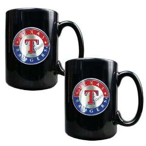  Texas Rangers MLB 2pc Black Ceramic Mug Set   Primary Logo 