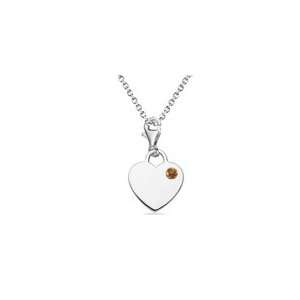   Citrine Solitaire Multi Purpose Heart Charm Pendant in Silver Jewelry