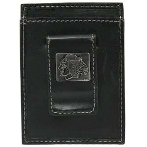  Chicago Blackhawks Leather Money Clip With Metal Logo 