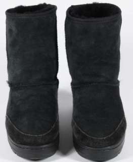 Ugg Black Suede Ultra Short Sheepskin Boots Size 8  