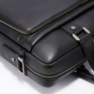 Mens Breifcase Bag Classic Gentlemans Leather Bag B Black #84646 