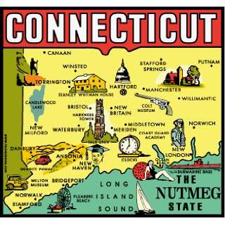  Fridgedoor Connecticut Map Travel Decal Magnet: Automotive