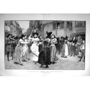   : 1897 May Day Custom Scene Milkmaids Dance Fine Art: Home & Kitchen