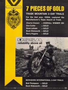 1972 Ossa Pioneer Motorcycle Original Racing Ad  
