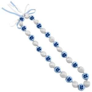   (UNC) Ladies Carolina Blue White Kukui Lei Necklace: Home & Kitchen