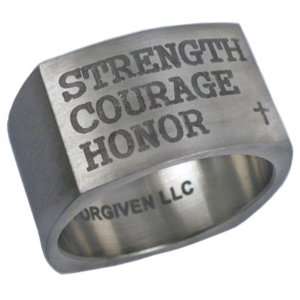 Strength   Courage   Honor Band Stainless Steel Ring size 12