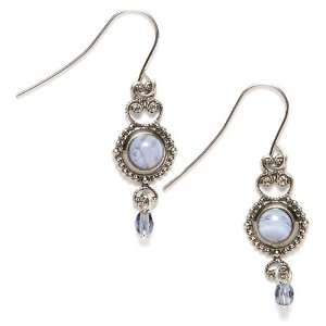  Silver Forest Blue Lace Agate Earrings: Jewelry