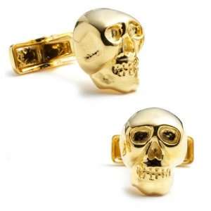  Gold Vermeil Skull Cufflinks w/ Jewelry Box: Cufflinks 