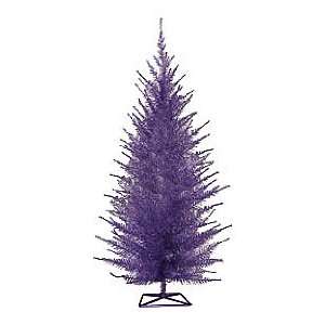 Foot Stylized Purple, Pre Lit Metallic Tinsel Pine Christmas Tree 