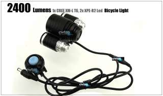 2400 Lumens CREE XM L T6 LED +2x XPE R2 LED Bike Bicycle Light  