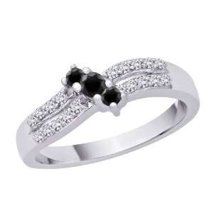 Diamond Anniversary Ring 1/4 ct. in Sterling Silver Black and White 