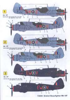 Techmod Decals 1/72 BRISTOL BEAUFIGHTER Mk VI  