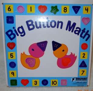 Big Button Math Game Ages 3 & Up Includes 10 Picture Cards, 55 Buttons 