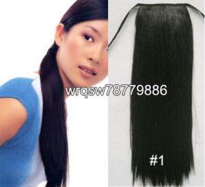 20 60g #1 jet black HUMAN HAIR ponytail extensions  