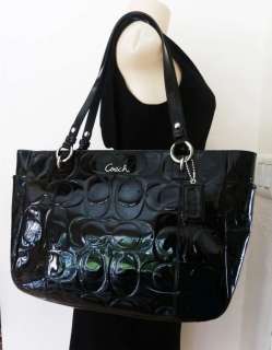 NWT COACH LARGE GALLERY EMBOSSED PATENT TOTE PURSE 17729  