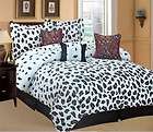   Snow Leopard Animal Comforter Set BLUE QUEEN Bed in a Bag Bedding