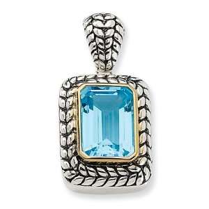   Sterling Silver w/14k Gold 9.93Sky Blue Topaz 18in Necklace: Jewelry