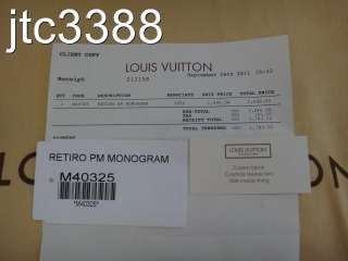  2011 Louis Vuitton Monogram Canvas Retiro PM Shoulder Bag $1700+TAX 