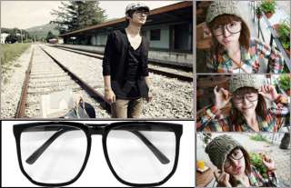 large square fashion clear lens frame wayfarer black nerd glasses