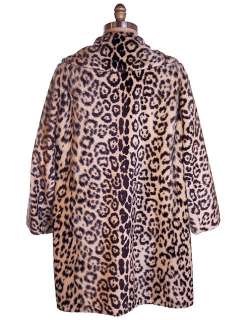Vintage Coat 1970S Morocco La France Faux Leopard Print LG Free Fall 