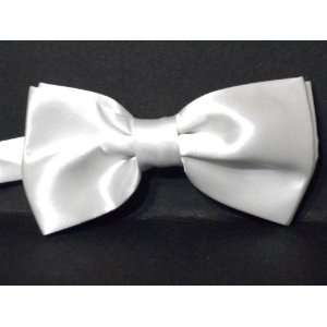  Satin clip on mens bow tie (White) 