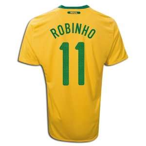  #11 Robinho Brazil Home 2010 World Cup Jersey (Size L 