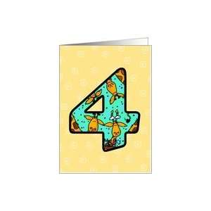  Happy Birthday   Four Years Old, Cute Giraffe Card Toys & Games