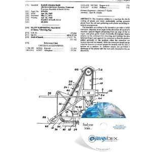  NEW Patent CD for PLANT HARVESTING MACHINE Everything 