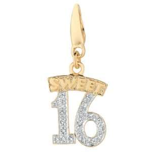    Gold over silver 0.09ct TDW Diamond Sweet 16 (Charm): Jewelry