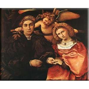 Messer Marsilio and his Wife 16x13 Streched Canvas Art by Lotto 