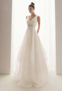   Embellished V Neck Wedding Dress Bridal Gown Free Size New  