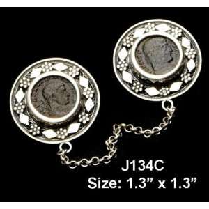  Sterling Silver Genuine Roman Coin Tallit Clips