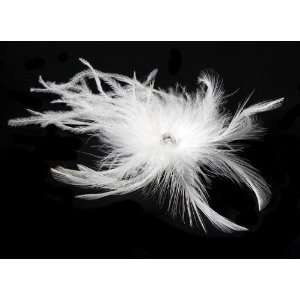  Bridal Feather Hair Fascinator Clip in White or Ivory 