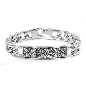  Stainless Surgical Steel Flower Bracelet 9 Inches: Jewelry