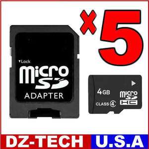   of 5 New 4GB MicroSD Micro SD SDHC Class 4 TF Flash Memory Card  