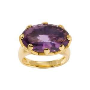  18ct Gold Amethyst & Diamond Ring Size: 6.5: Jewelry