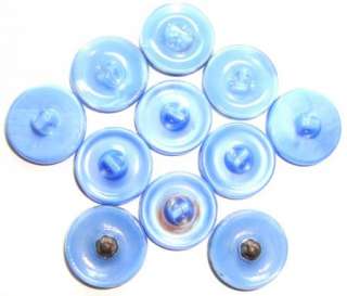 11 BLUE Czech GLASS 23mm Buttons MIXED Lot SILVER Luster VINTAGE 