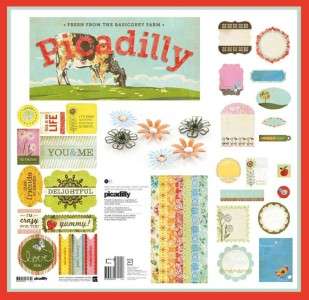BasicGrey~72 pc Kit PICADILLY~Paper+Metal Flowers+DieCuts+Stickers 