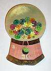 FOLK ART NAIVE PINK GUMBALL 1 CENT CANDY MACHINE WOOD CARVING PAINTING 